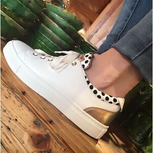 Maimai Made in Italy White Leather Sneakers Polka Dots Gold